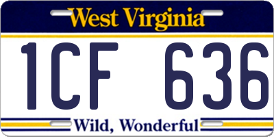 WV license plate 1CF636
