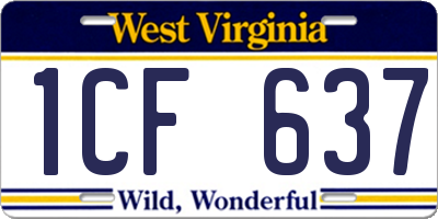WV license plate 1CF637