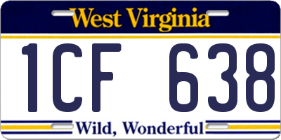 WV license plate 1CF638