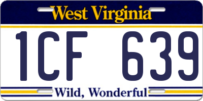 WV license plate 1CF639
