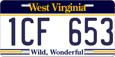 WV license plate 1CF653