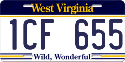 WV license plate 1CF655