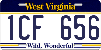 WV license plate 1CF656