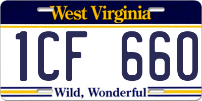 WV license plate 1CF660