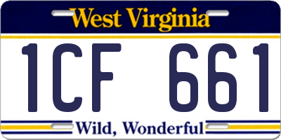 WV license plate 1CF661
