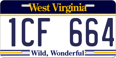 WV license plate 1CF664