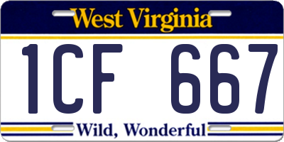 WV license plate 1CF667