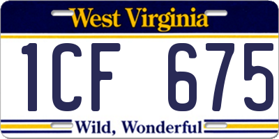 WV license plate 1CF675
