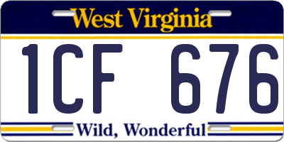 WV license plate 1CF676