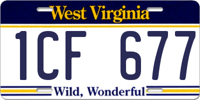 WV license plate 1CF677