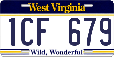WV license plate 1CF679