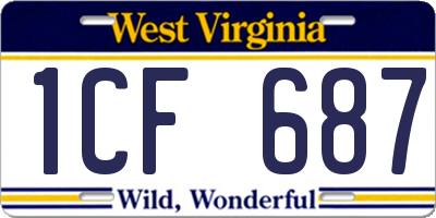 WV license plate 1CF687