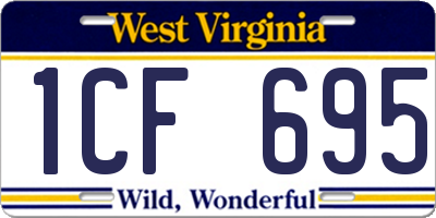 WV license plate 1CF695