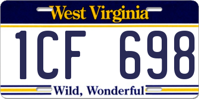WV license plate 1CF698