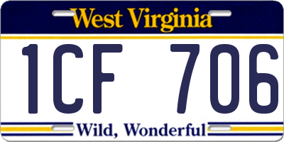 WV license plate 1CF706