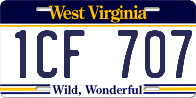 WV license plate 1CF707