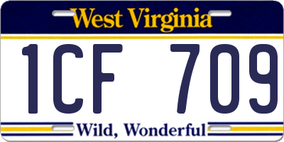 WV license plate 1CF709