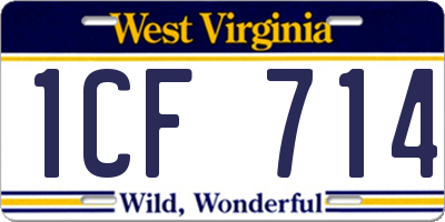 WV license plate 1CF714