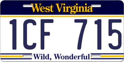 WV license plate 1CF715