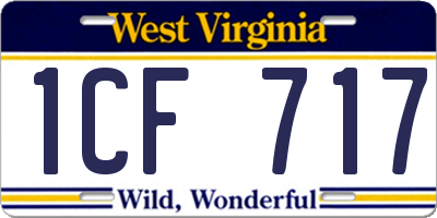 WV license plate 1CF717
