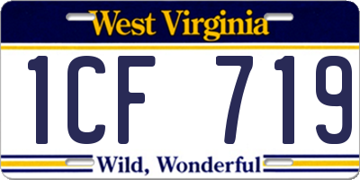 WV license plate 1CF719