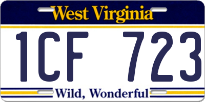 WV license plate 1CF723
