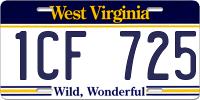 WV license plate 1CF725