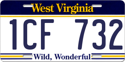 WV license plate 1CF732