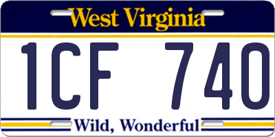 WV license plate 1CF740