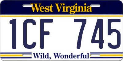 WV license plate 1CF745