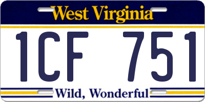 WV license plate 1CF751