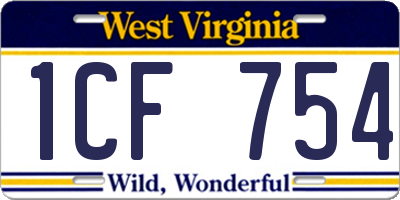 WV license plate 1CF754