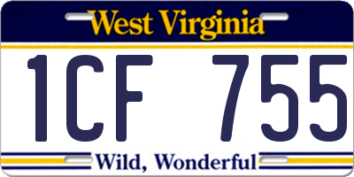 WV license plate 1CF755