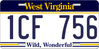 WV license plate 1CF756