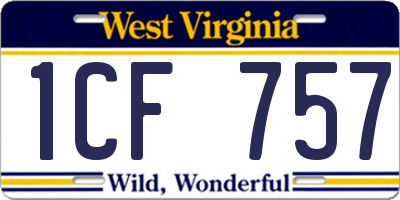 WV license plate 1CF757