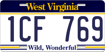 WV license plate 1CF769