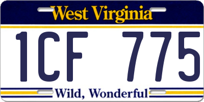 WV license plate 1CF775