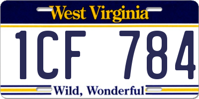 WV license plate 1CF784