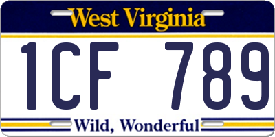 WV license plate 1CF789