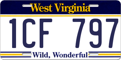 WV license plate 1CF797