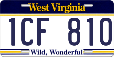 WV license plate 1CF810