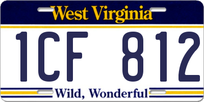 WV license plate 1CF812