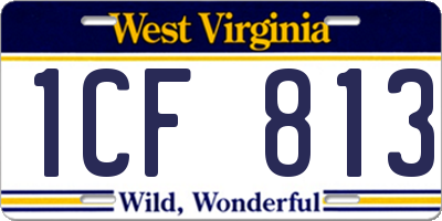 WV license plate 1CF813