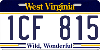 WV license plate 1CF815