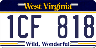 WV license plate 1CF818