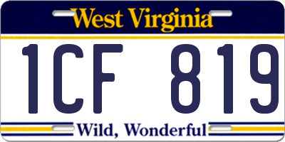 WV license plate 1CF819
