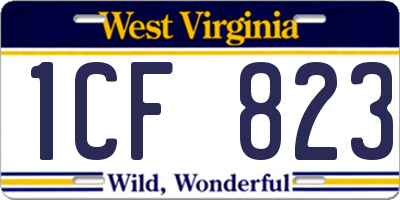WV license plate 1CF823