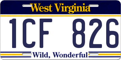 WV license plate 1CF826