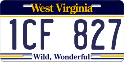 WV license plate 1CF827