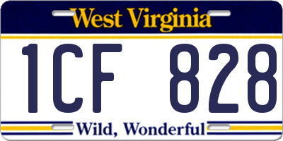 WV license plate 1CF828